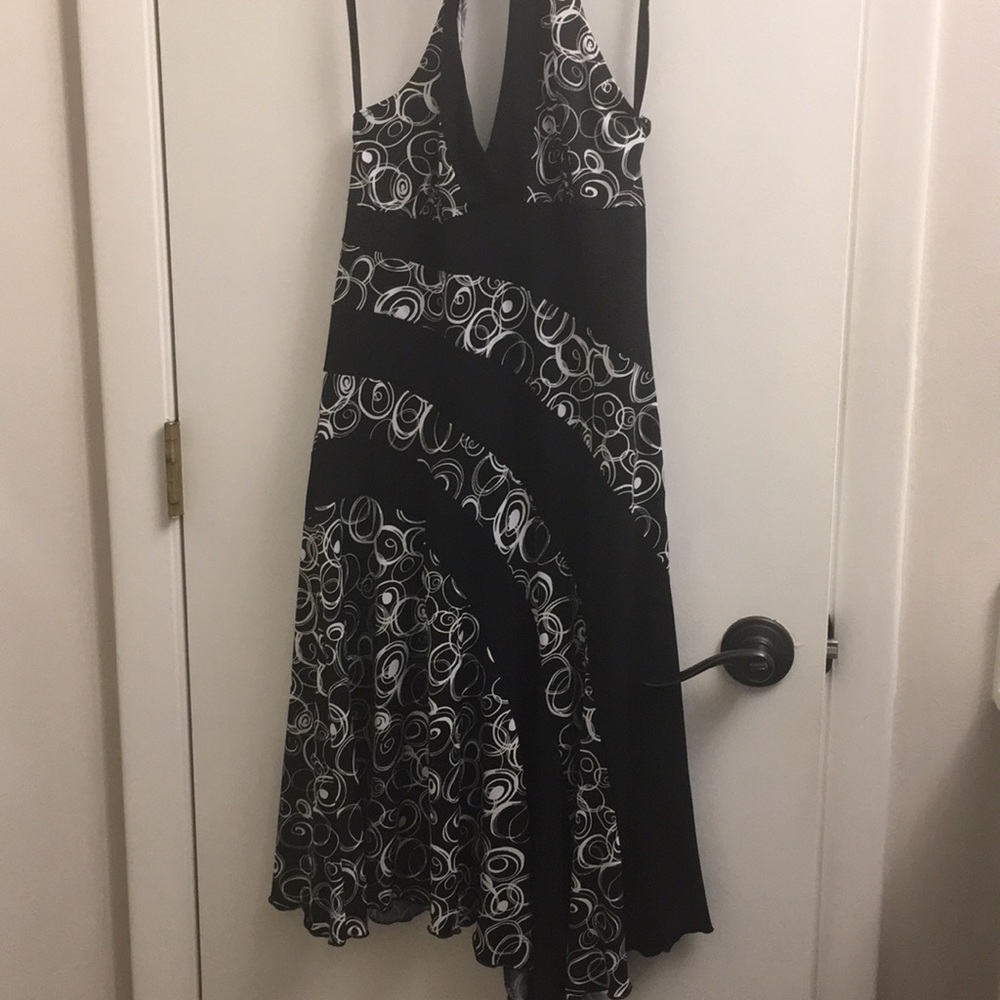 Black and white halter dress